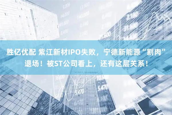 胜亿优配 紫江新材IPO失败，宁德新能源“割肉”退场！被ST公司看上，还有这层关系！