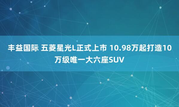 丰益国际 五菱星光L正式上市 10.98万起打造10万级唯一大六座SUV